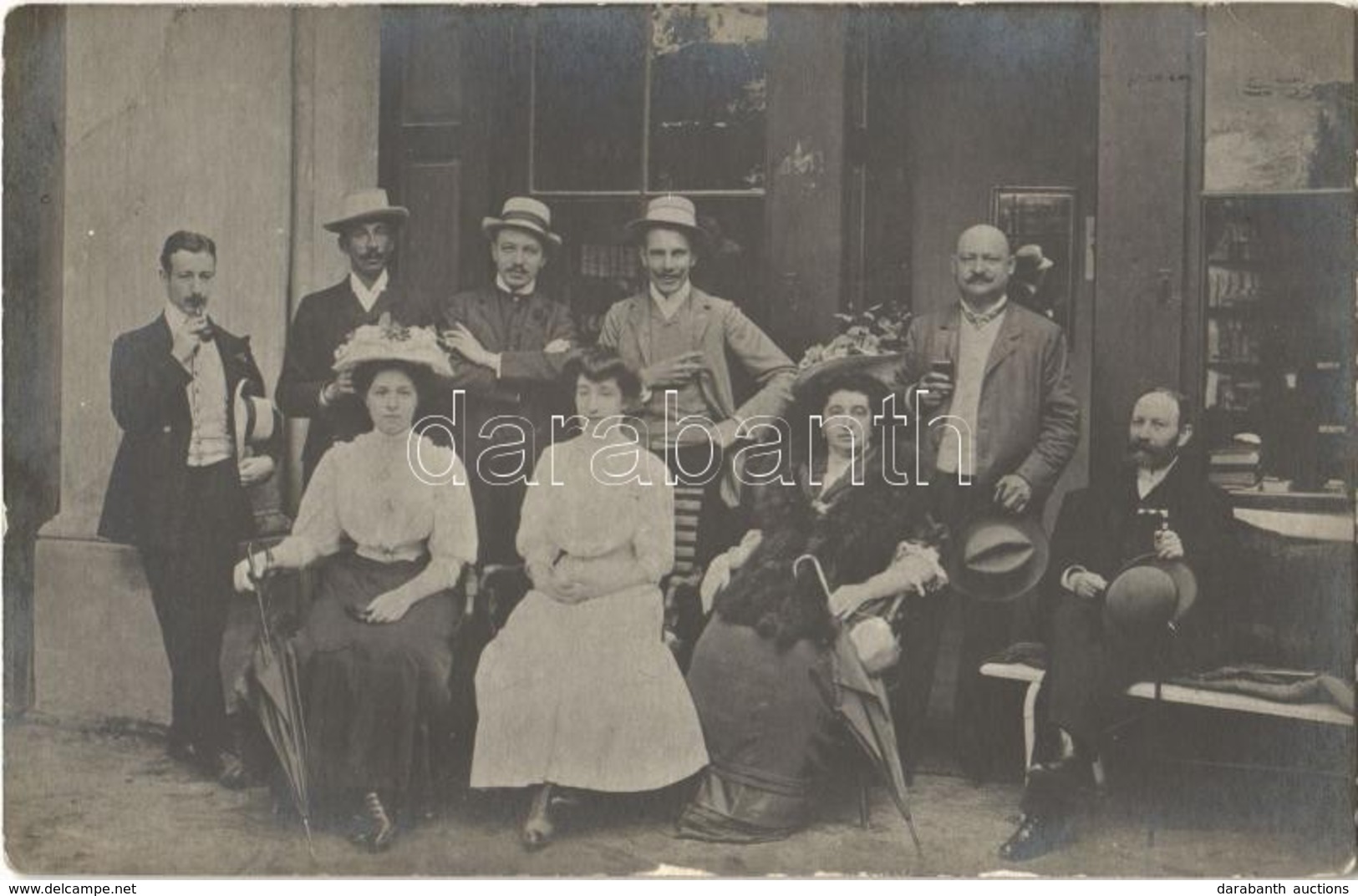 T2/T3 1907 Szliács, Sliac; úri Társaság / Gentlemen And Ladies. Photo (EK) - Autres & Non Classés