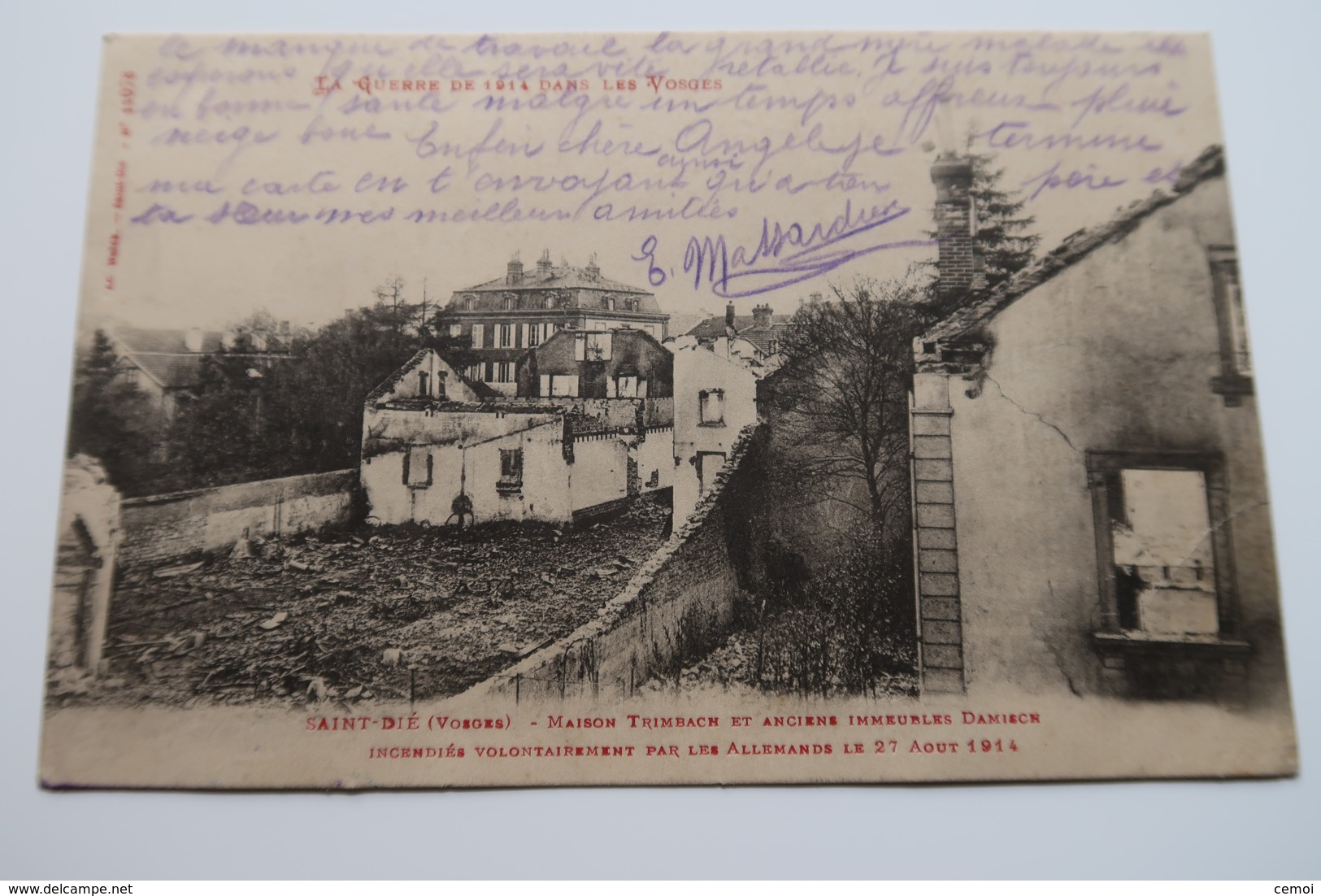 CPA - SAINT DIÉ (88) - Maison Trimbach Et Anciens Immeubles Damisch Incendiés Par Les Allemands En 1914 - Saint Die