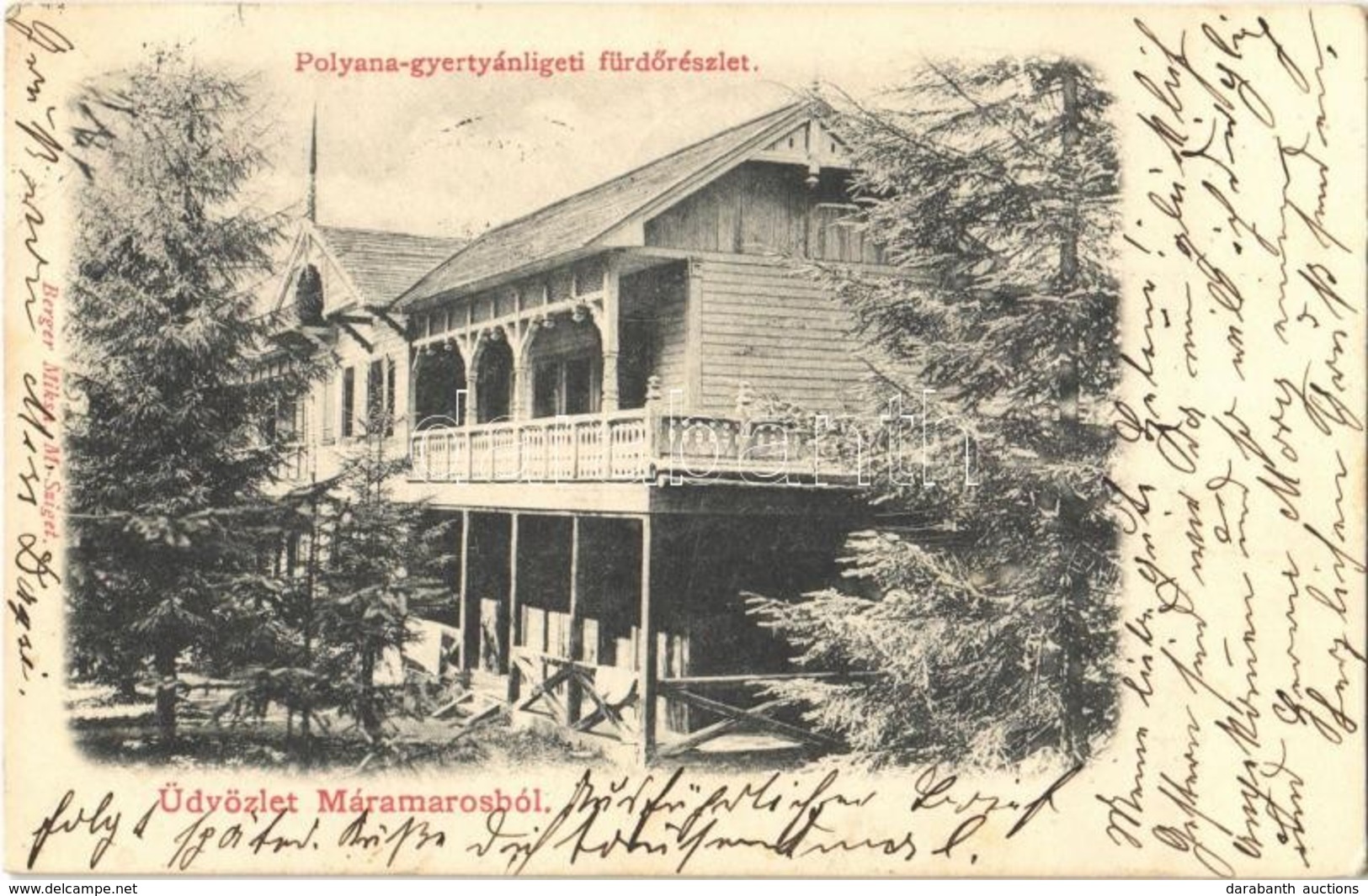 T2/T3 1903 Gyertyánliget, Polyana-Gyertyánliget, Kabola Polyána, Kobyletska Poliana (Máramaros, Maramures); Fürdő Részle - Autres & Non Classés