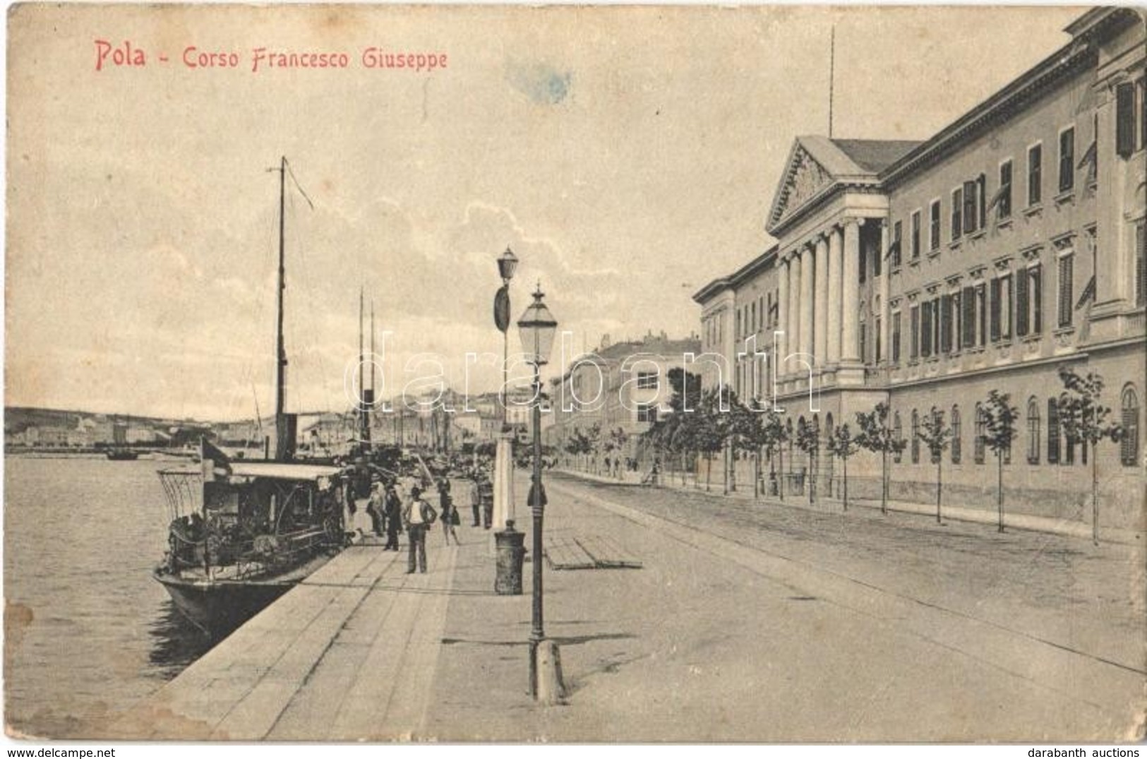 T3 Pola, Pula;  Corso Francesco Giuseppe / Street View, Steamships, Quay (EB) - Autres & Non Classés