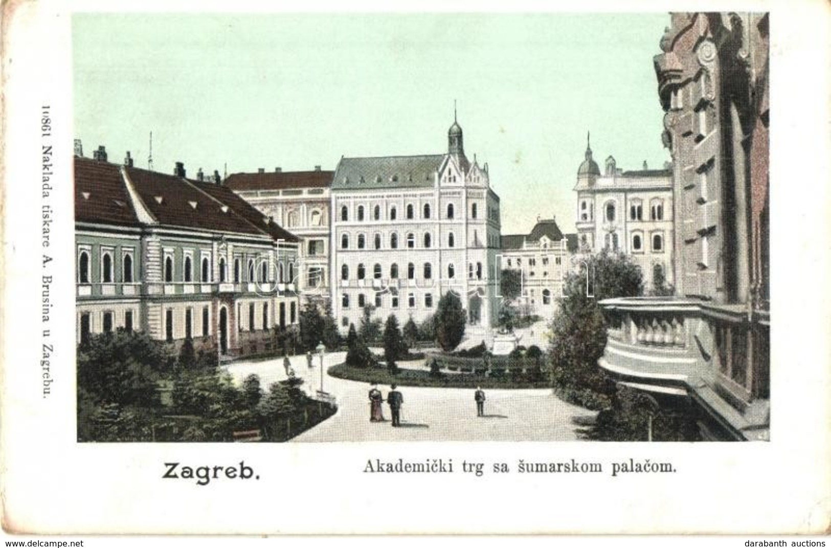 T2/T3 Zagreb, Akademicki Trg Sa Sumarskom Palackom / Square With Forestry Palace  (EK) - Autres & Non Classés