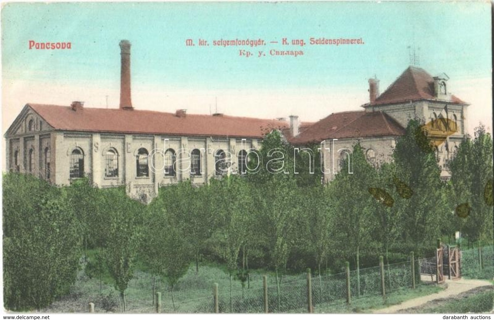 T2/T3 1908 Pancsova, Pancevo; M. Kir. Selyemfonógyár. 219. Miloszavljevics Vazul Kiadása / K. Ung. Seldenspinnerei / Sil - Ohne Zuordnung