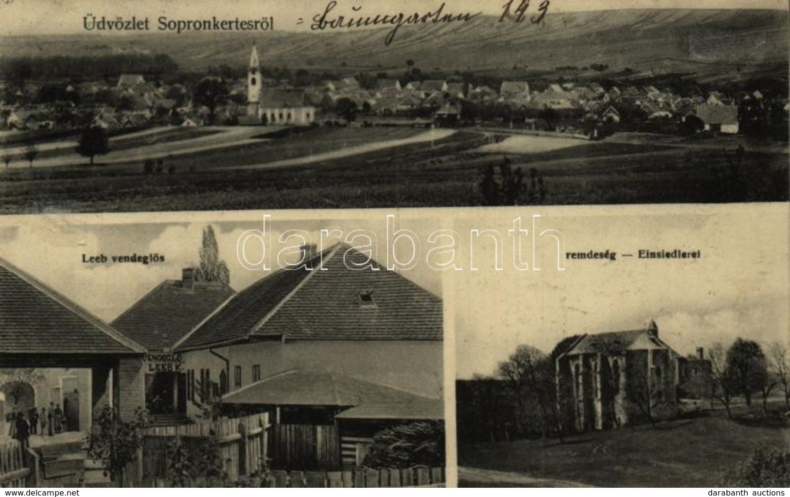 T2 Sopronkertes, Baumgarten; Remeteség, Leeb Vendéglője / Gasthof, Einsiedlerei / Abbey, Hermitage, Restaurant - Ohne Zuordnung