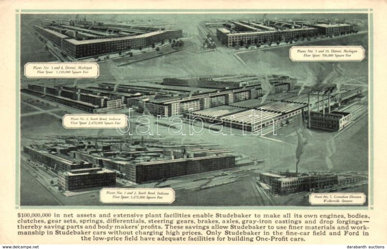 ** T2/T3 Detroit, South Bend, Walkerville (Canada). Studebaker Corporation Plants (EK) - Sonstige & Ohne Zuordnung