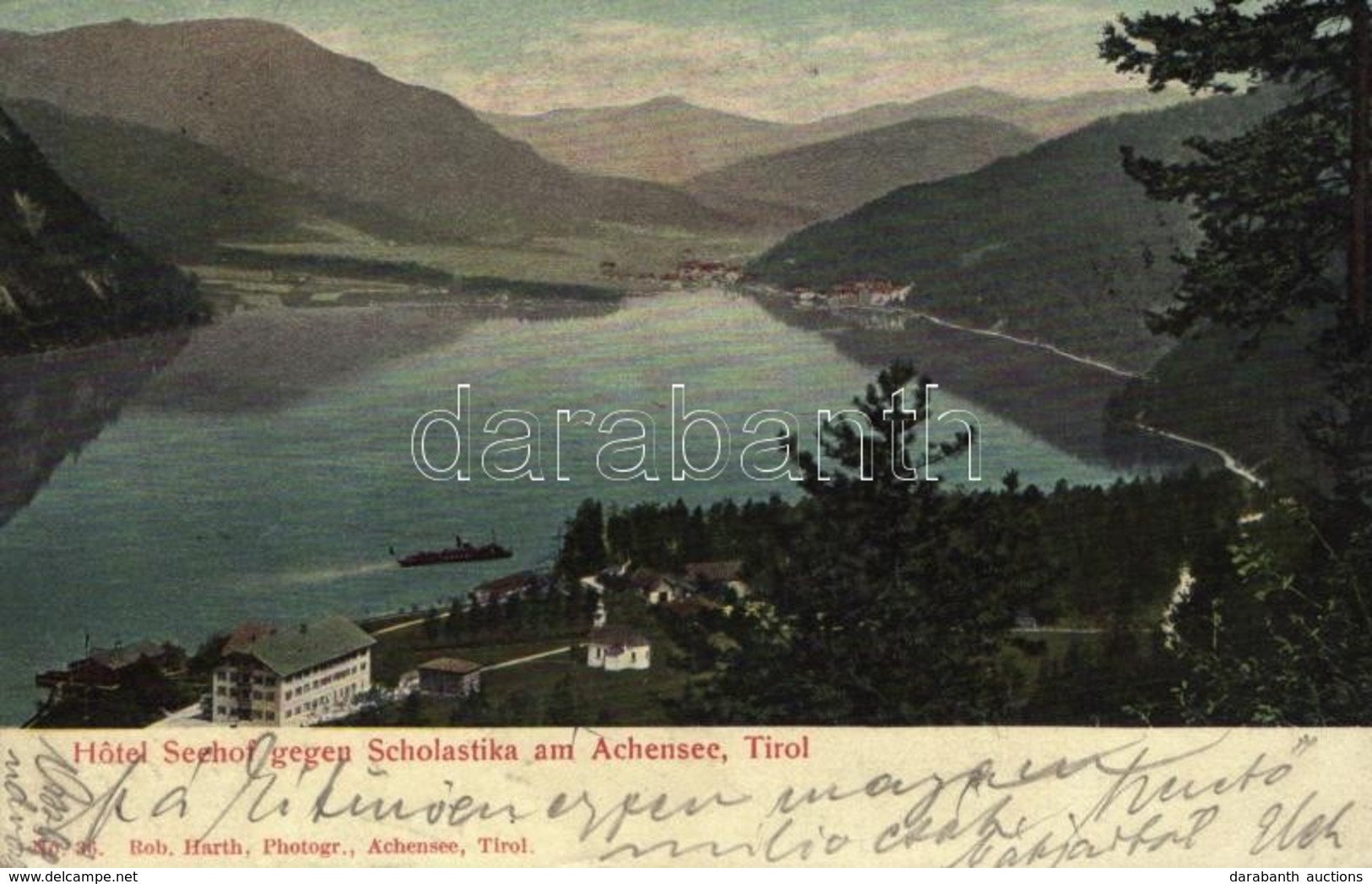 T1/T2 1904 Achenkirch (Tirol), Hotel Seehof Gegen Scholastika Am Achensee / Hotel, Lake, Steamship - Autres & Non Classés