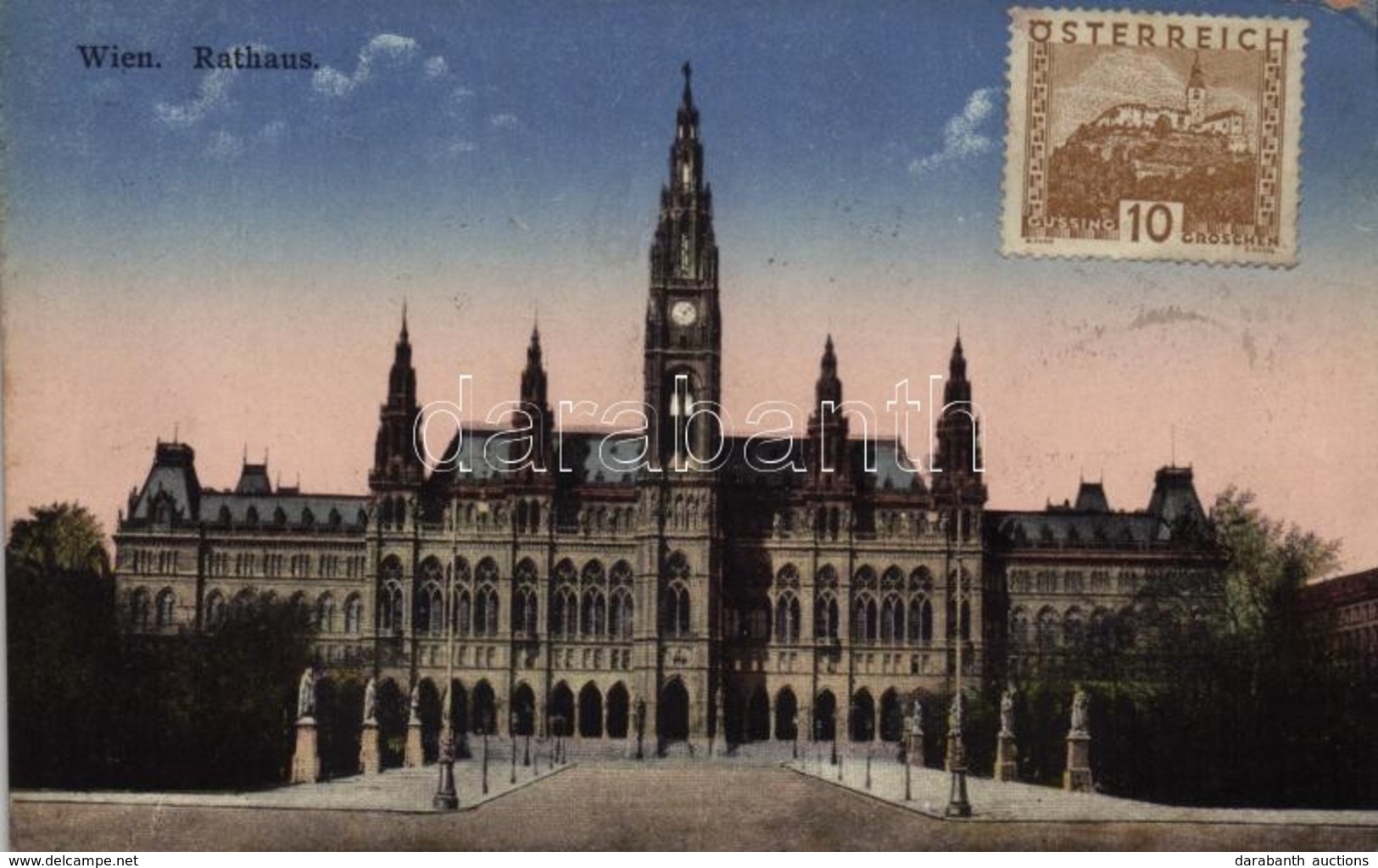 T2/T3 Wien, Vienna, Bécs I. Rathaus / Town Hall. B.K.W.II. I. TCV Card (worn Corners) - Autres & Non Classés