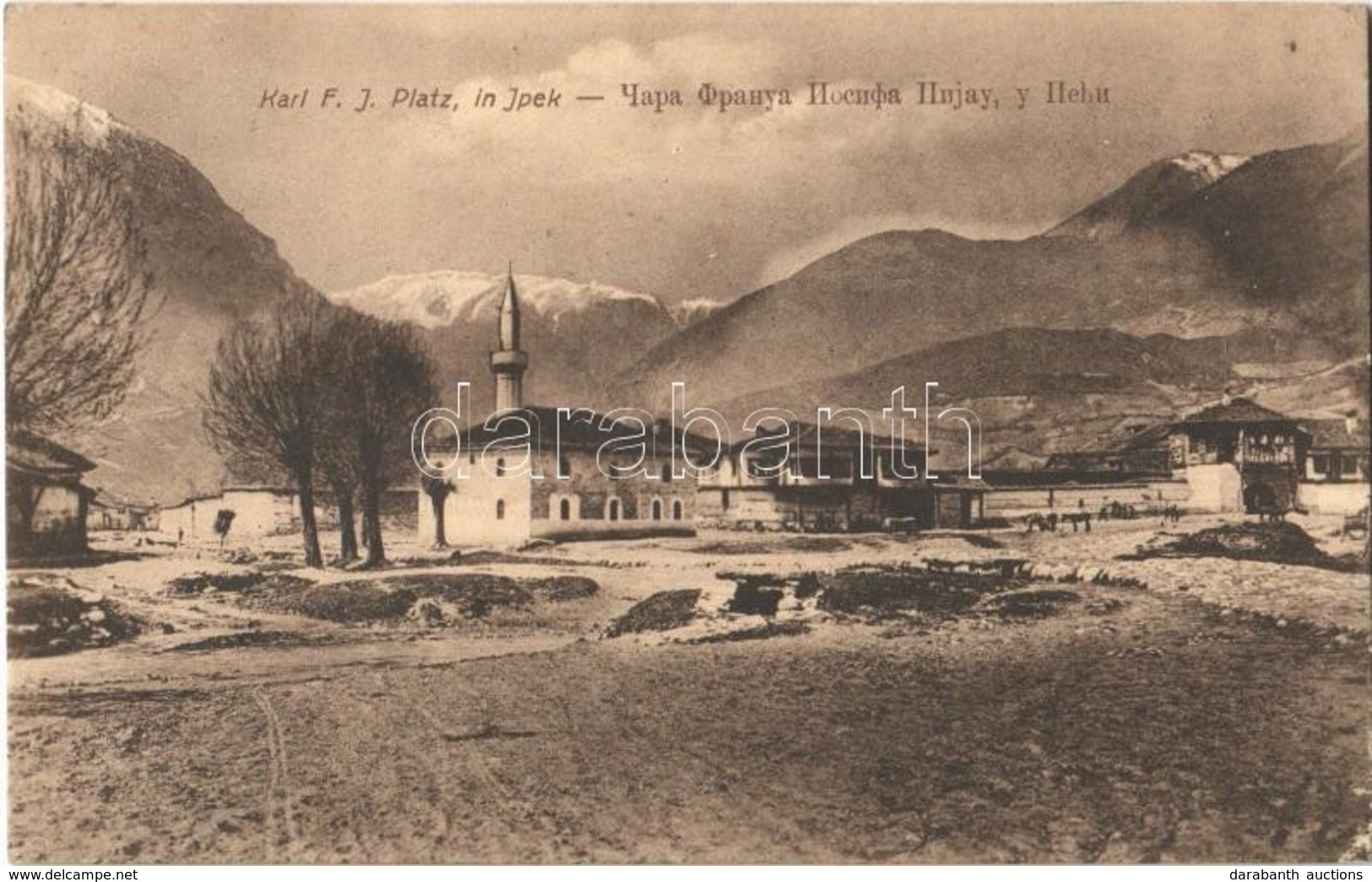 ** T2/T3 Pec, Peja, Ipek; Karl F. J. Platz / Square In Winter, Mosque (EK) - Sonstige & Ohne Zuordnung