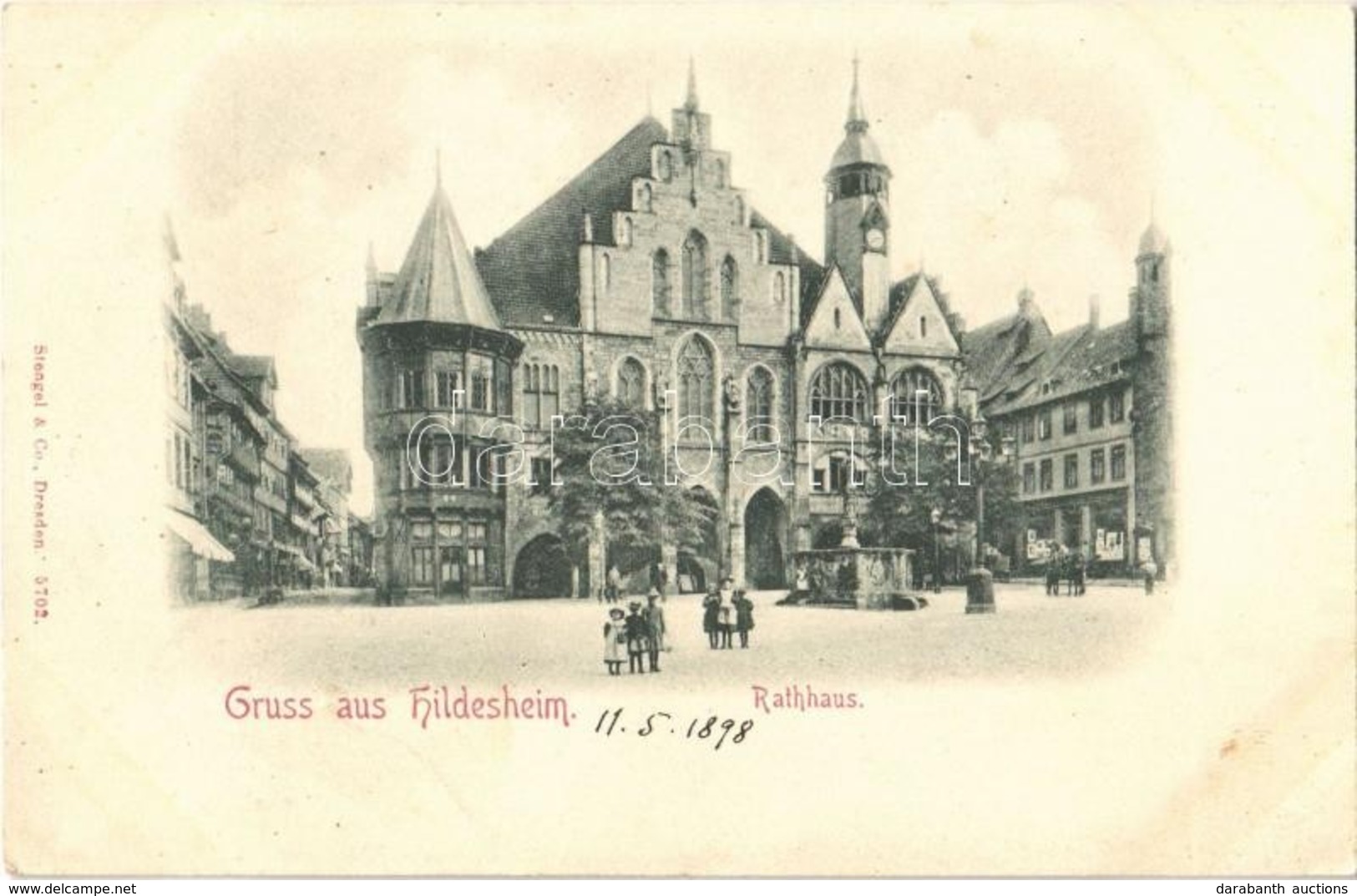 * T2/T3 1898 Hildesheim, Rathaus / Town Hall, Fountain (fl) - Ohne Zuordnung