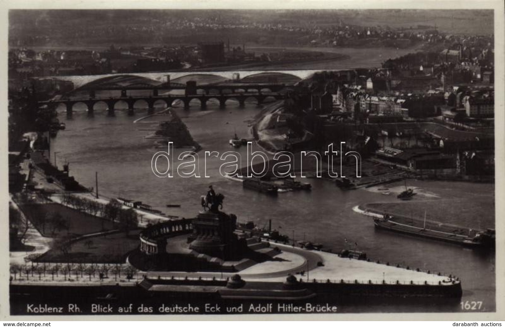 ** T1/T2 Koblenz, Blick Auf Das Deutsche Eck Und Adolf Hitler-Brücke / Monument, Bridge - Ohne Zuordnung