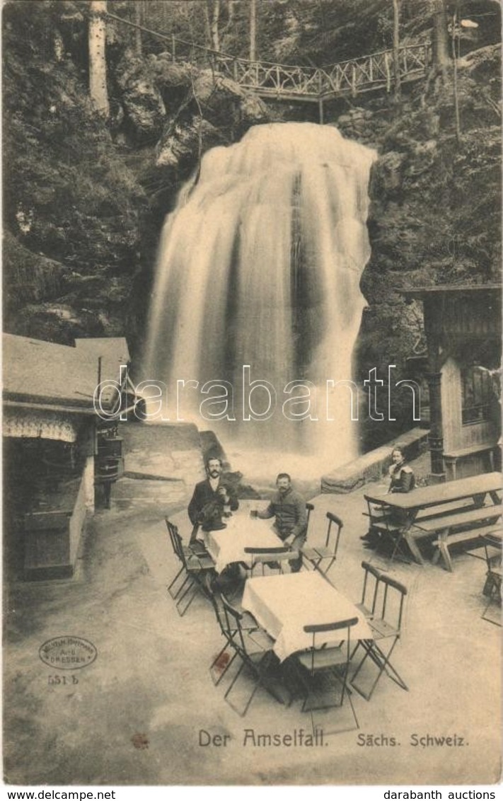 T3 1907 Sächsische Schweiz (Saxon Switzerland), Der Amselfall / Amsel Falls, Waterfall, Restaurant (small Tear) - Non Classés