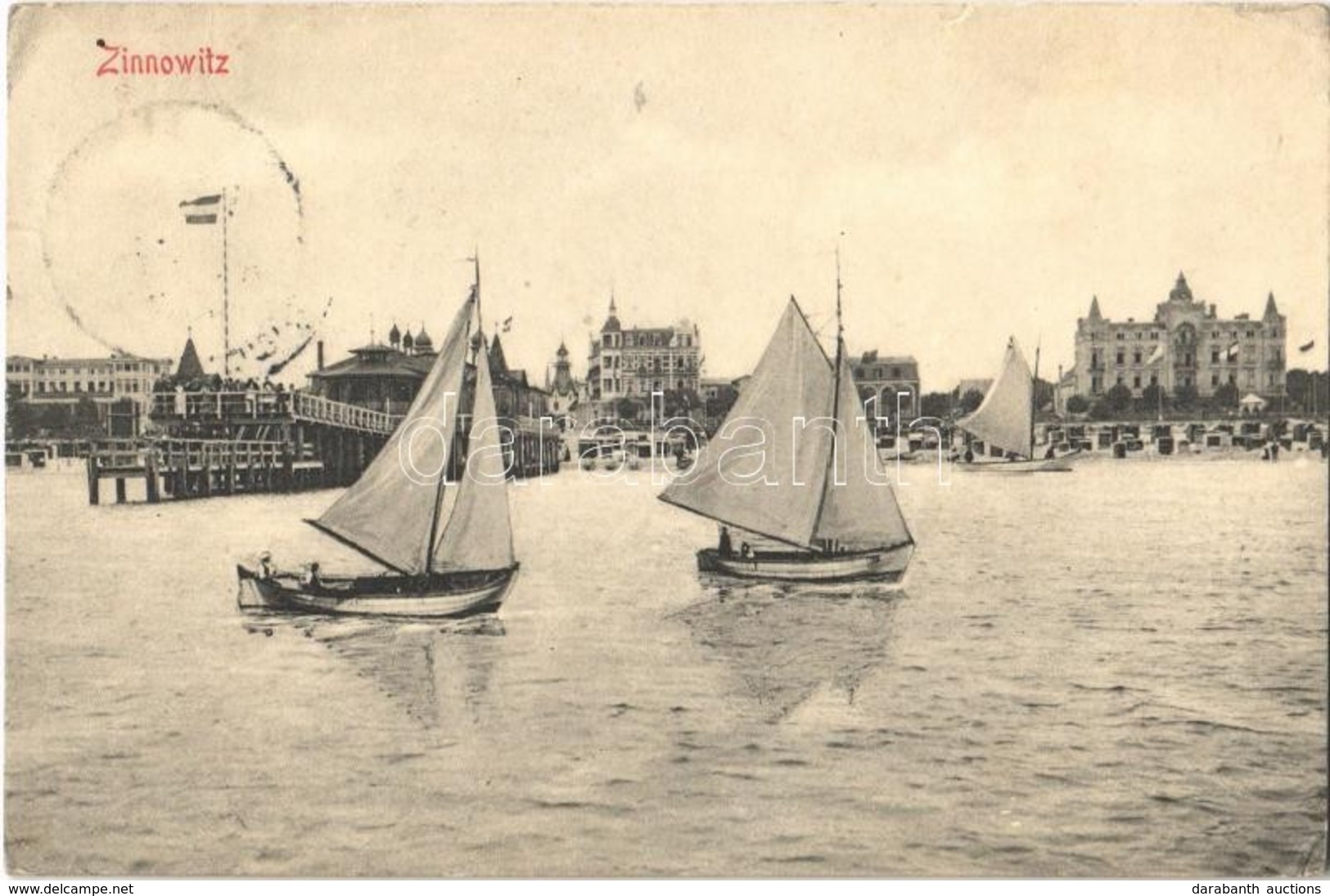 T2/T3 1909 Zinnowitz, Baltic Sea, Sailing Vessels, Beach. Carl Toussaint (EK) - Ohne Zuordnung