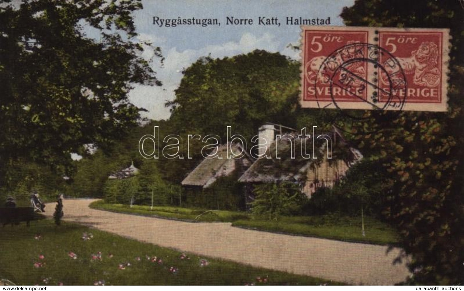 T2/T3 1923 Halmstad, Norre Katt, Ryggasstugan / Park, Cottage. TCV Card (EK) - Sonstige & Ohne Zuordnung