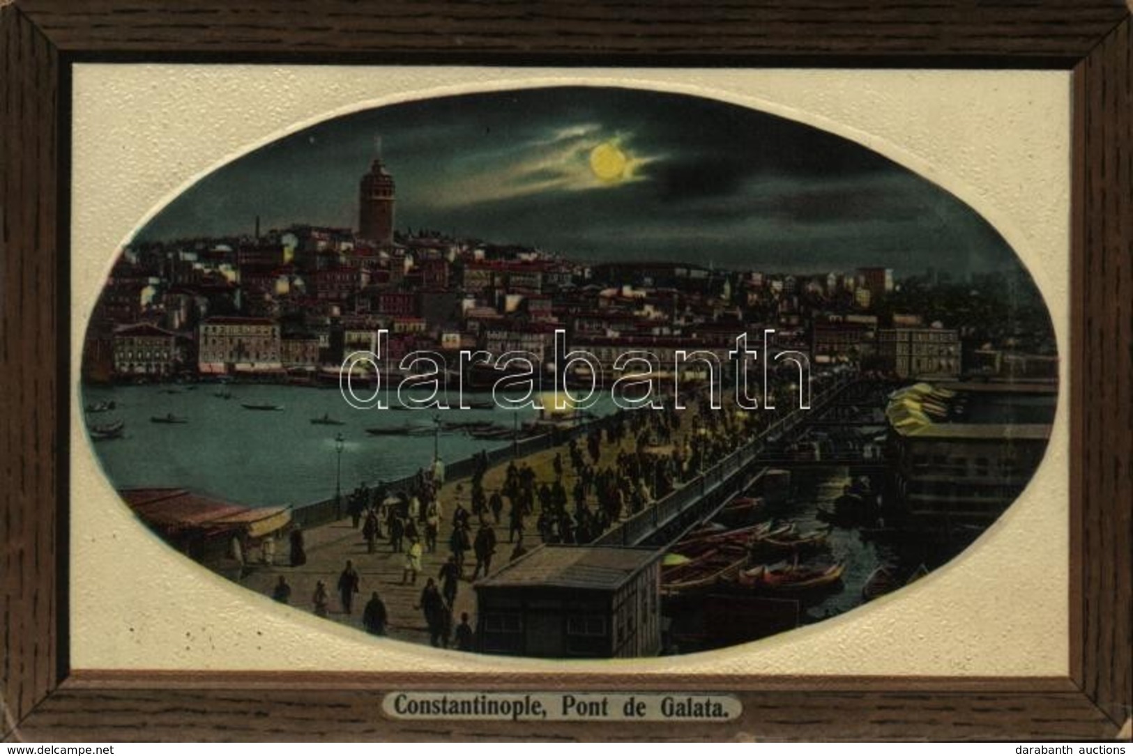 T2/T3 1913 Constantinople, Istanbul; Pont De Galata / Galata Bridge At Night - Sonstige & Ohne Zuordnung