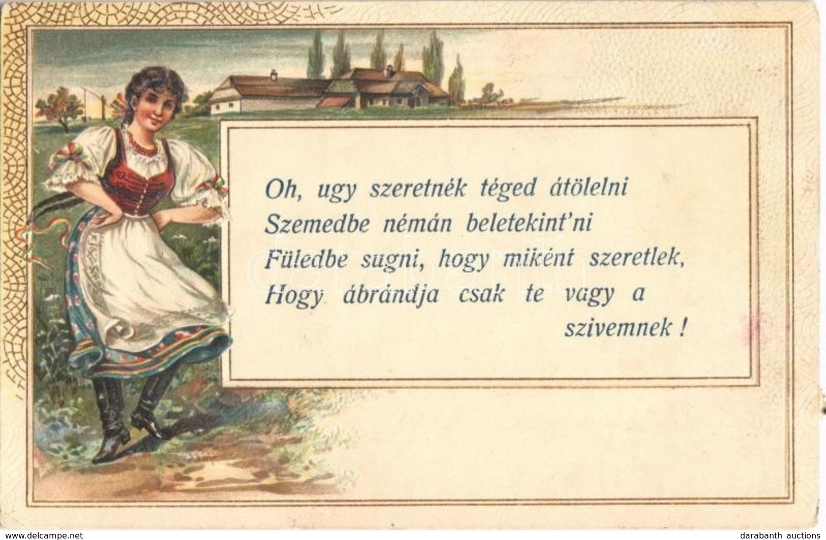 T2/T3 1905 Oh, Ugy Szeretnék Téged átölelni... / Hungarian Folklore, Art Nouvea, Emb. Litho (EK) - Ohne Zuordnung