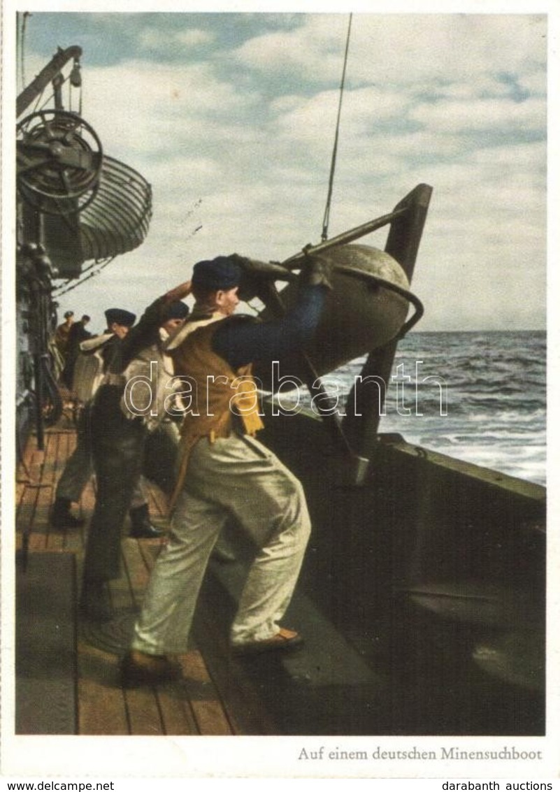 ** T2 Auf Einem Deutschen Minensuchboot. PK-Aufn. Kriegsber. Schlemmer, Carl Werner / WWII German Navy, Mariners On A Mi - Non Classés