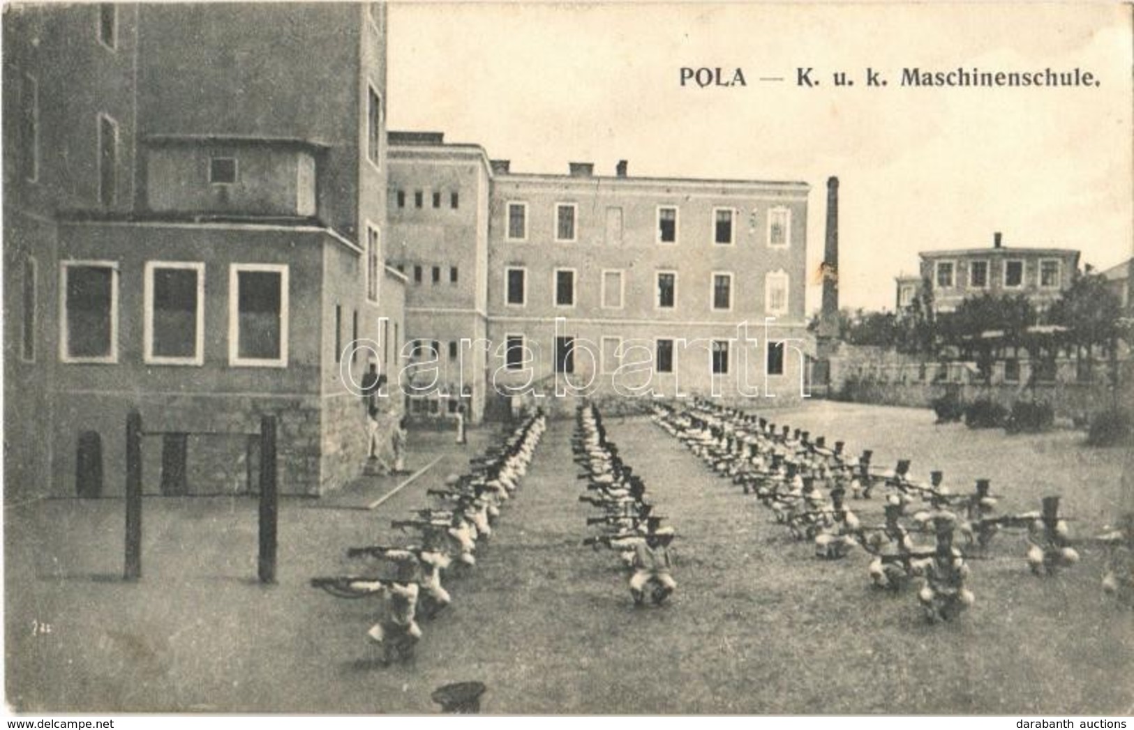 T2/T3 1910 Pola, Pula; K.u.K. Kriegsmarine Maschinenschule / Austro-Hungarian Navy Machinery School With Mariners Practi - Non Classés