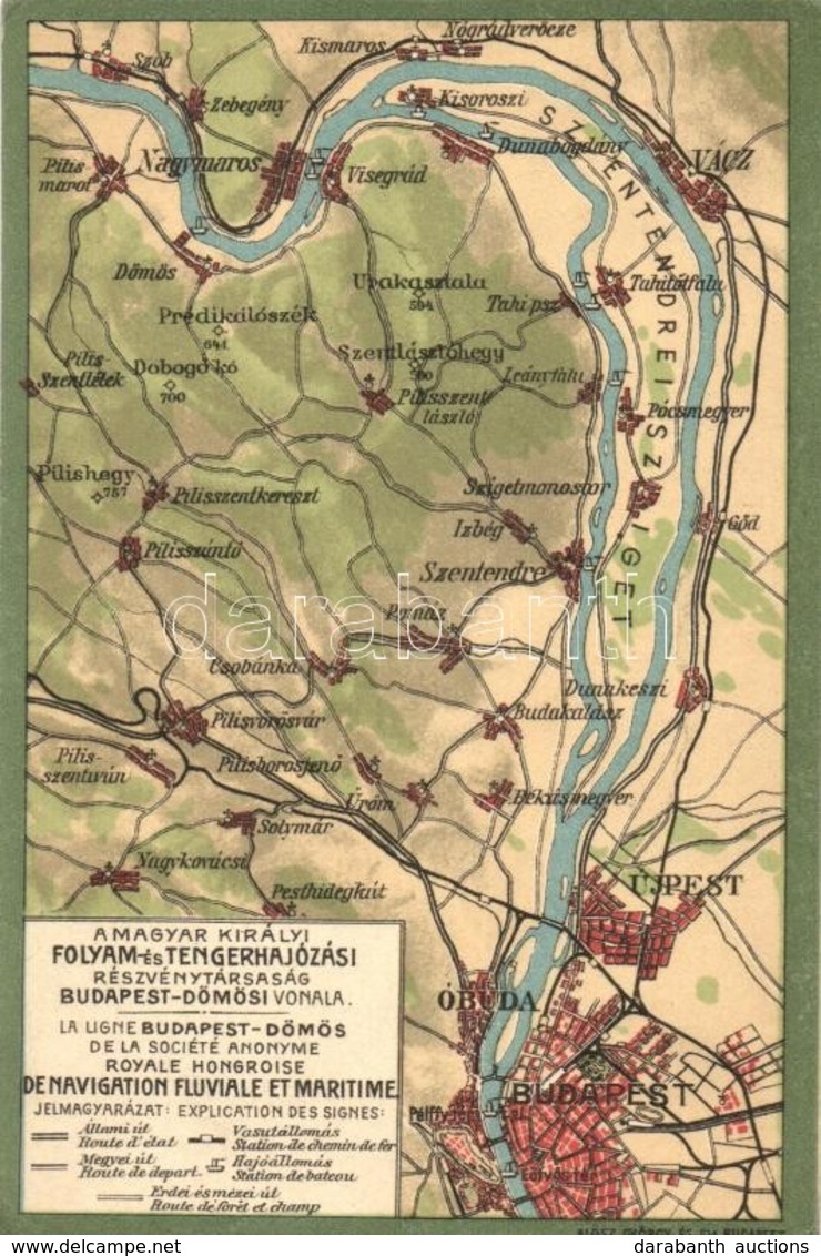 T2/T3 A Magyar Királyi Folyam- és Tengerhajózási Rt. Budapest-Dömösi Vonala, Térkép, Klösz György és Fia / Hungarian Riv - Ohne Zuordnung