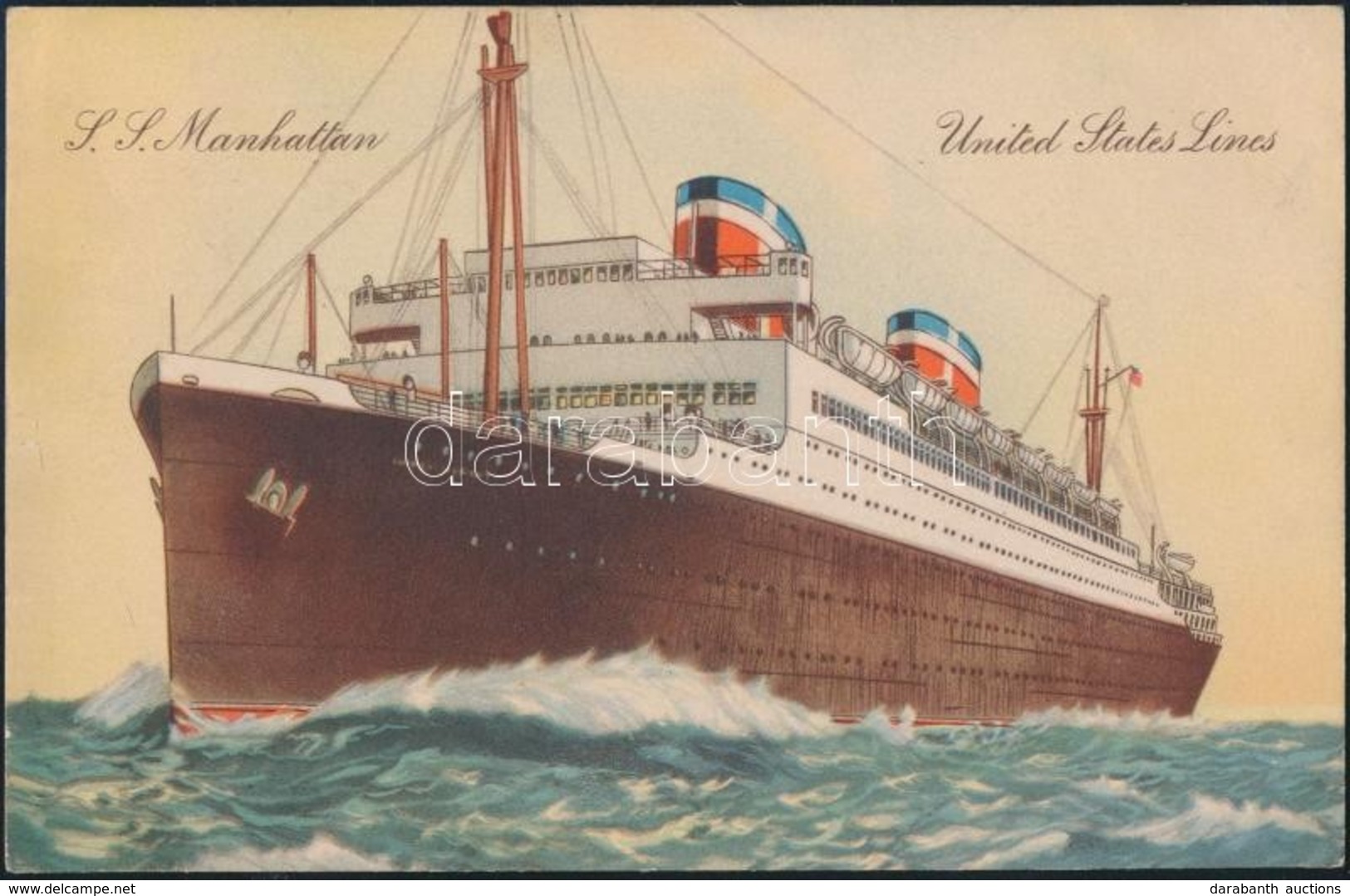 T3 1936 SS Manhattan, Luxury Liner Of The United States Lines + 'S. S. MANHATTAN' (hajó Pecsét / Ship Stamp) (EB) - Non Classés