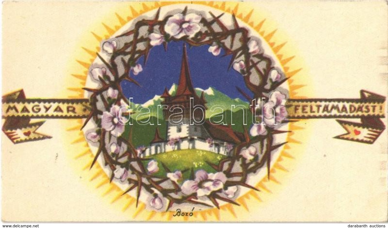 ** T2 Magyar Feltámadást! B. 10. Bozó Iparművész / Hungarian Irredenta Art Mini Card S: Bozó (non PC) (12 X 7 Cm) - Non Classés