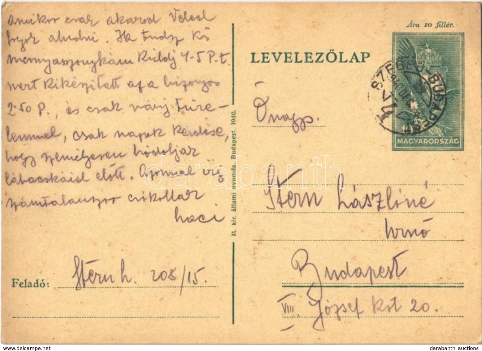 T2/T3 1940 Stern László Zsidó 208/15 KMSZ (közérdekű Munkaszolgálatos) Levele Feleségének A Munkatáborból / WWII Letter  - Unclassified