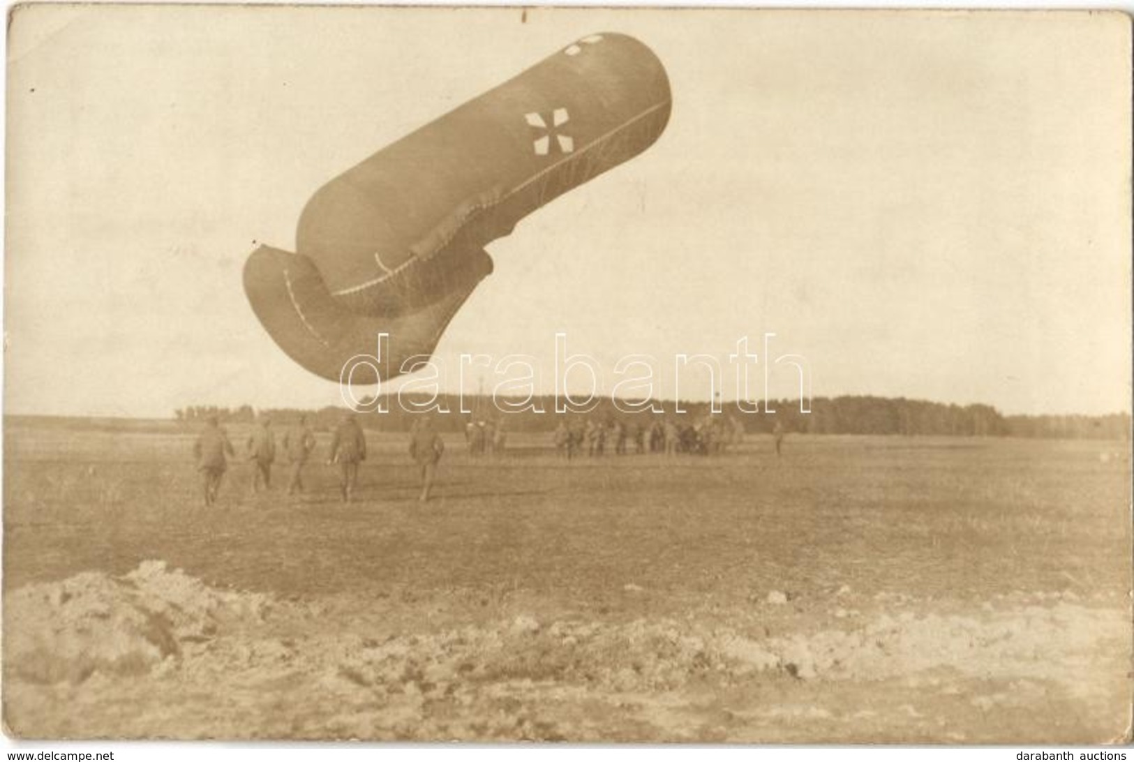 * T2 ~1916 Tüzérségi Megfigyelő Ballon Katonákkal / WWI K.u.K. (Austro-Hungarian) Military Observation Balloon, Soldiers - Ohne Zuordnung