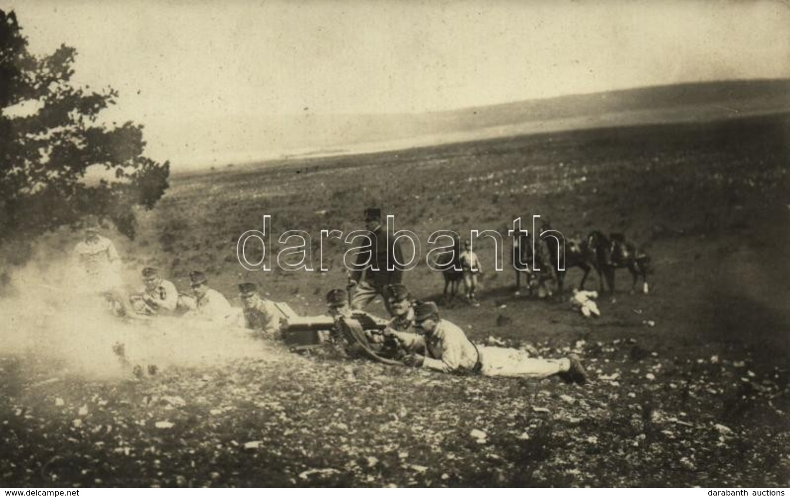 ** T1/T2 Első Világháborús Osztrák-magyar Gépfegyver Használat Közben / WWI K.u.K. (Austro-Hungarian) Military, Machine  - Ohne Zuordnung