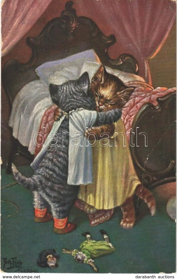 T2/T3 Cats. 'In Kittendom' Boo-oo-o, I've No Dolly Now. Raphael Tuck & Sons Oilette Postcard 4091. S: Arthur Thiele  (EK - Non Classés