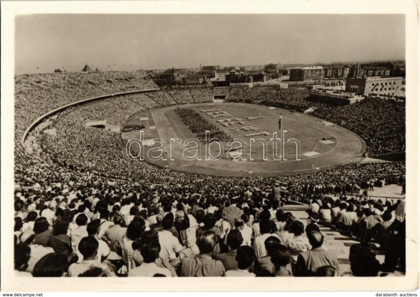 ** T2/T3 1953 A Népstadion ünnepélyes Megnyitója. 'A Békéért' élőbetűs Felirat. Seidner Zoltán Felvétele. Kiadja A Képző - Non Classés