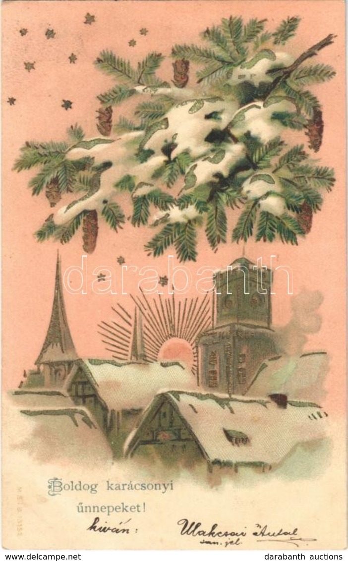 T2 Boldog Karácsonyi ünnepeket! / Christmas Greeting Art Postcard. Decorated Litho - Ohne Zuordnung