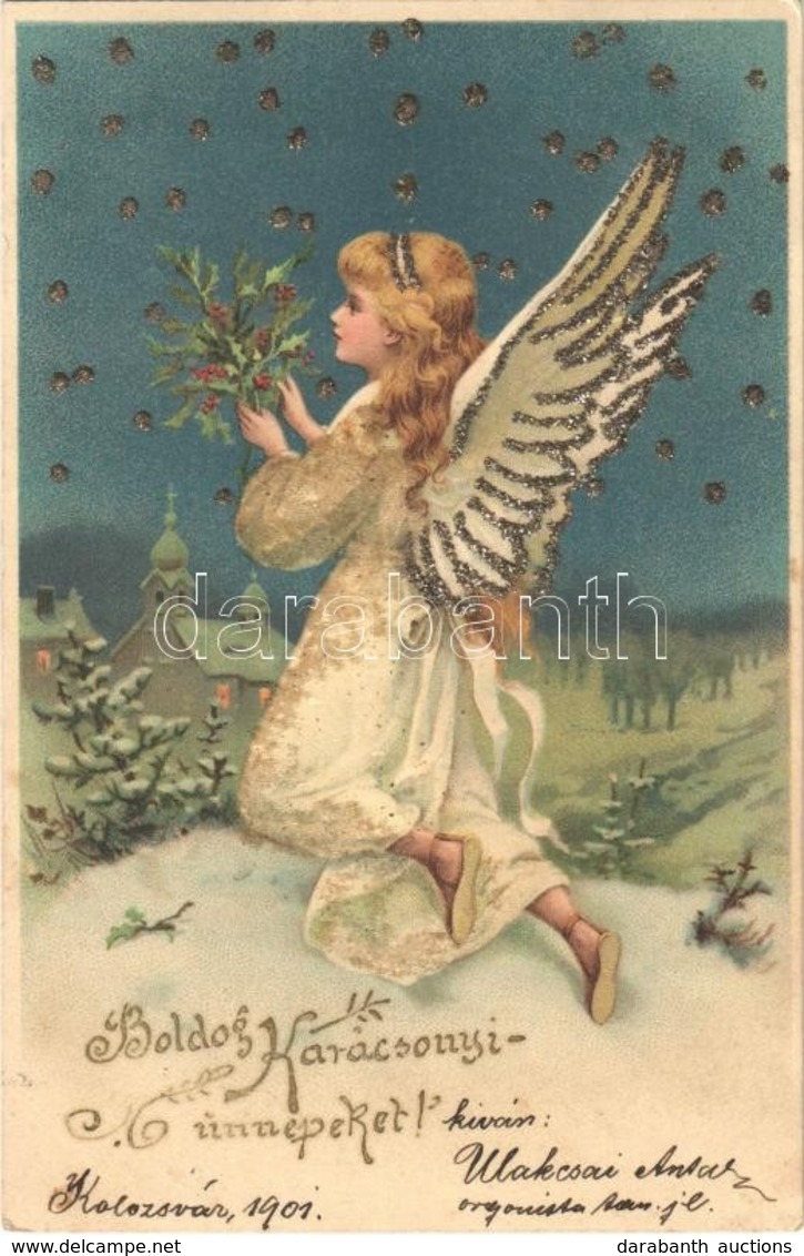 T2 1901 Boldog Karácsonyi Ünnepeket! / Christmas Greeting Art Postcard, Decorated Litho - Ohne Zuordnung