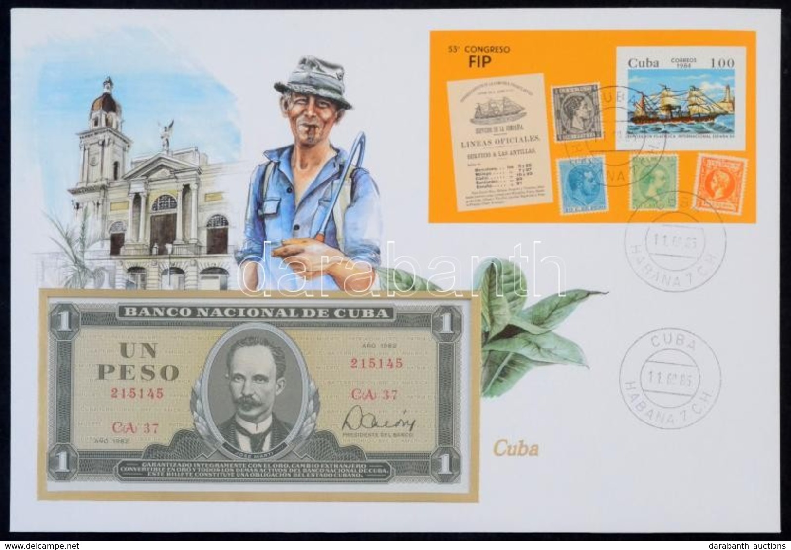Kuba 1982. 1P Borítékon Grönlandi Bélyeggel, Bélyegzéssel T:I Cuba 1982. 1 Peso In Envelope With Greenlandic Stamp And C - Ohne Zuordnung