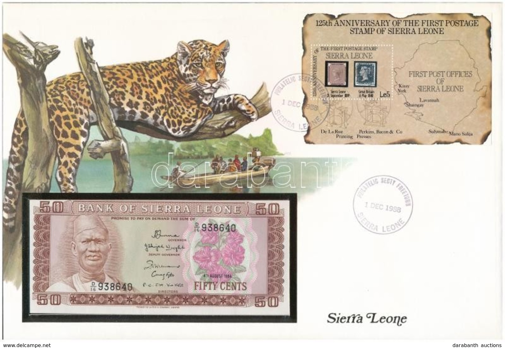 Sierra Leone 1984. 50c Felbélyegzett Borítékban, Bélyegzéssel T:I 
Sierra Leone 1984. 50 Cents In Envelope With Stamp An - Ohne Zuordnung