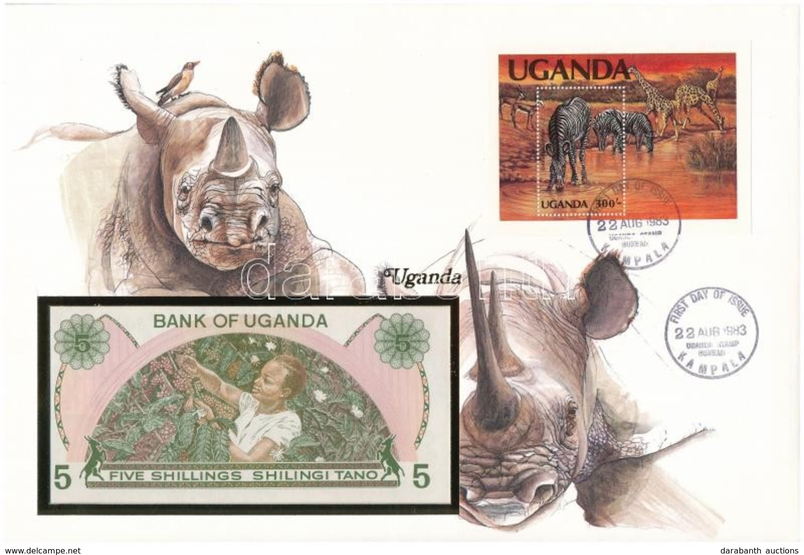 Uganda 1982. 5Sh Felbélyegzett Borítékban, Bélyegzéssel T:I 
Uganda 1982. 5 Schilling In Envelope With Stamp And Cancell - Non Classés