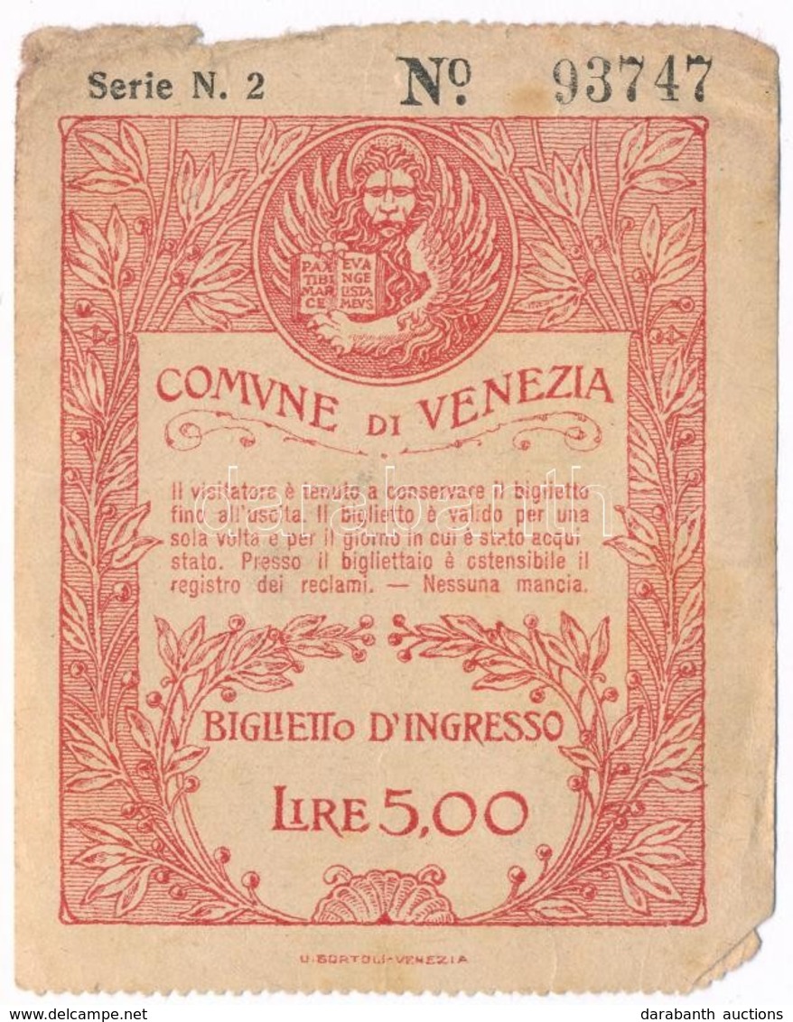 Olaszország / Velence DN 5L Szükségpénz T:III
Italy / Venice ND 5 Lire Necessity Note C:F - Ohne Zuordnung