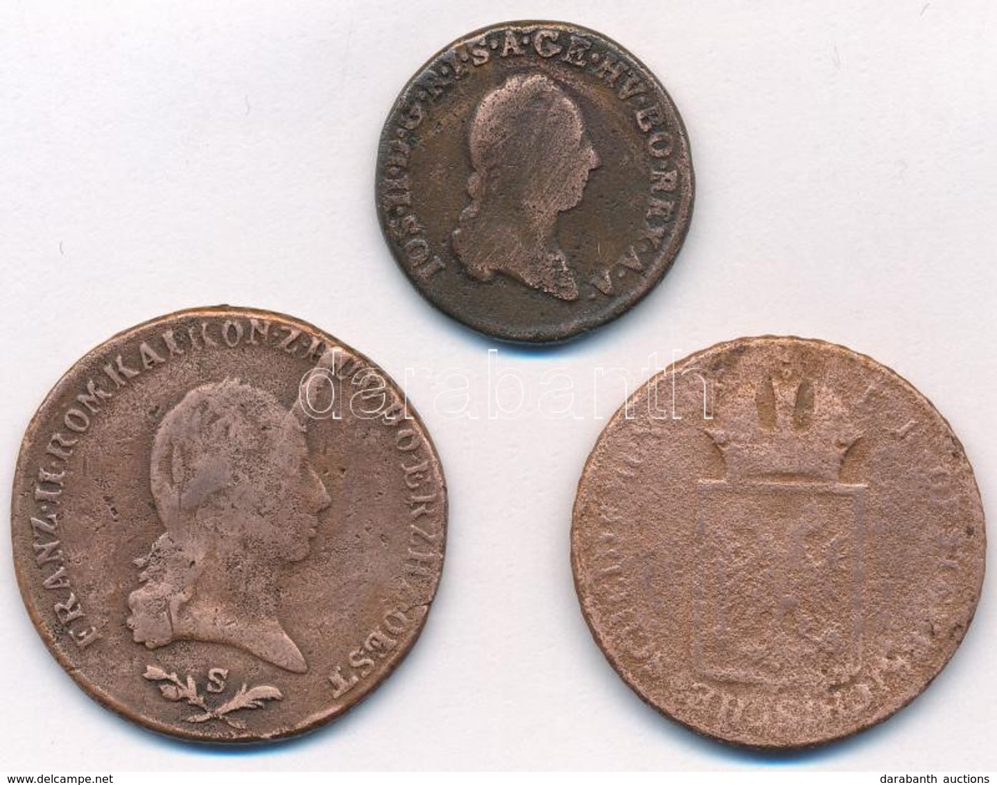 1790S 1kr Cu 'II. József' + 1800S 6kr Cu 'I. Ferenc' + 	
Ausztria 1848. 2kr Cu T:2--3-
Hungary 1790S 1 Kreuzer Cu 'Josep - Non Classés