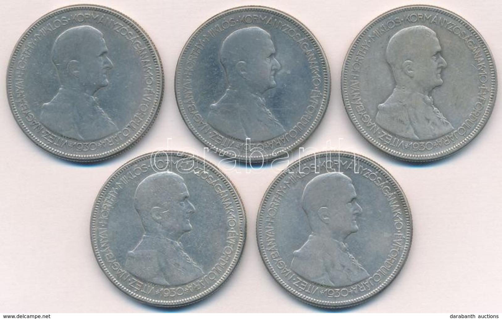 1930. 5P Ag 'Horthy Jobbra' (5x) T:3 Adamo P8 - Non Classés