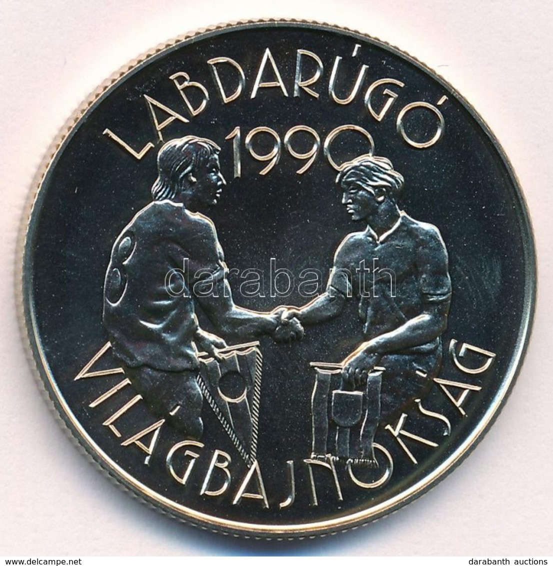 1989. 100Ft Cu-Ni-Zn 'Labdarúgó Európa-bajnokság III -  Kézfogás' Jelzett Próbaveret T:BU. 
Hungary 1989. 100 Forint Cu- - Ohne Zuordnung