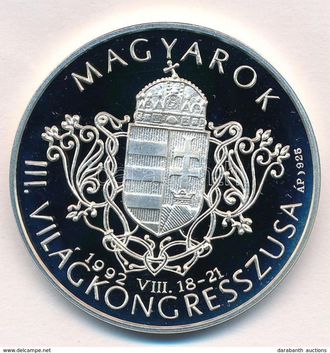 Bognár György (1944-) 1992. 'Magyarok III. Világkongresszusa / Kőrösi Csoma Sándor' Ag Emlékérem, Dísztokban, Tanúsítván - Ohne Zuordnung