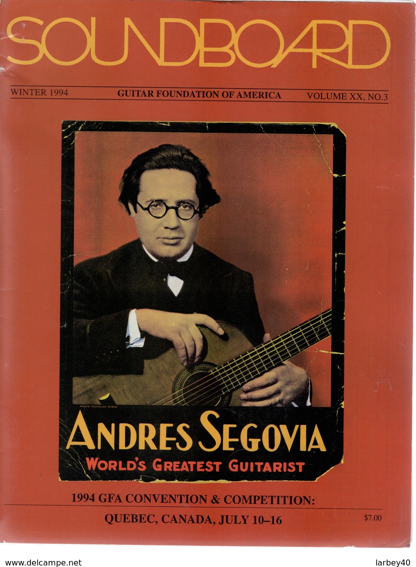 Revue Guitare Soundboard Guitar Fondation Of America N° 3 - 1994 Andres Segovia - Arte