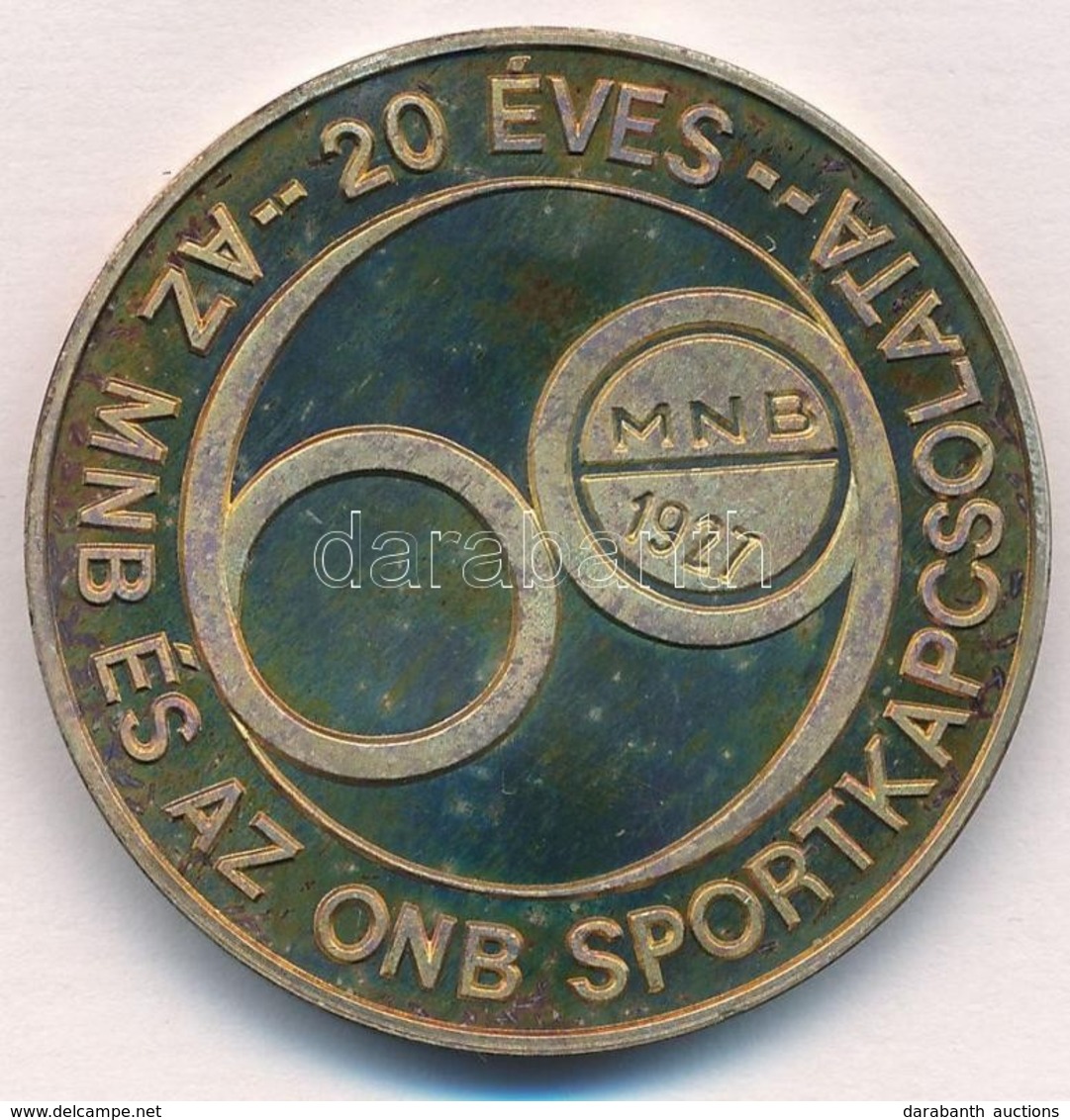 DN '20 éves Az MNB és Az ONB Sportkapcsolata' Jelzett Ag Emlékérem Dísztokban (27,73g/0.900/37mm) T:1 (PP) Patina - Ohne Zuordnung