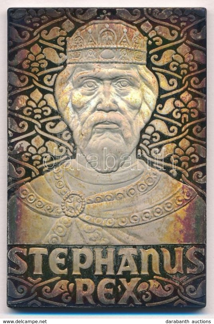 DN 'Stephanus Rex' Szent István Király Portréját ábrázoló, Jelzett Ag Emlékplakett ÁPV Dísztokban (60,87g/0.835/40x60mm) - Non Classés