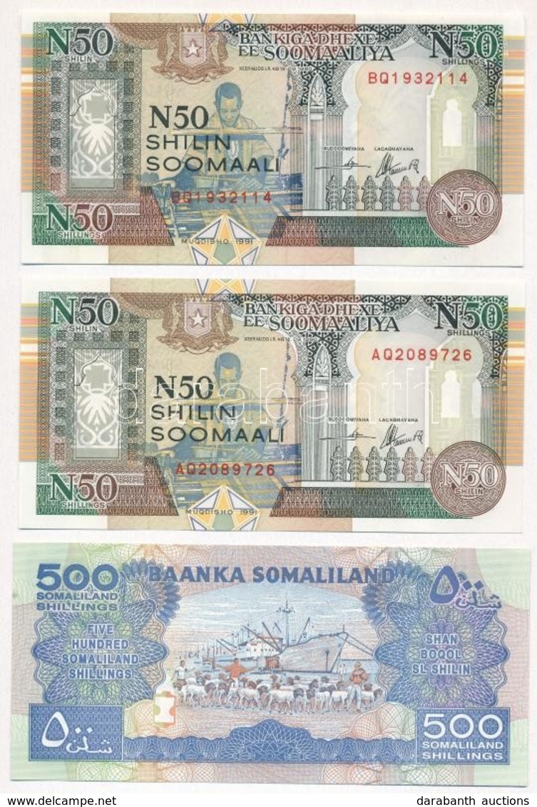 Szomália 1991. 50Sch (2x) + 2008. 500Sch T:I
Somalia 1991. 50 Schillings (2x) + 2008. 500 Schillings C:UNC - Ohne Zuordnung