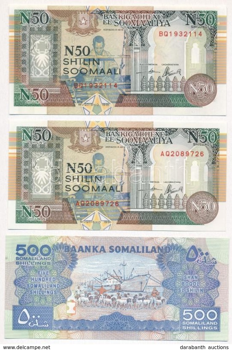 Szomália 1991. 50Sch (2x) + 2008. 500Sch T:I
Somalia 1991. 50 Schillings (2x) + 2008. 500 Schillings C:UNC - Non Classés