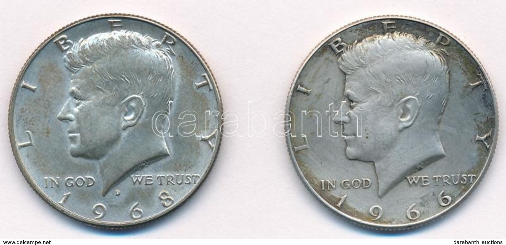 Amerikai Egyesült Államok 1966-1968D. 1/2$ Ag 'Kennedy' (2x) T:2 Patina 
USA 1966-1968D 1/2 Dollar Ag 'Kennedy' (2x) C:X - Ohne Zuordnung