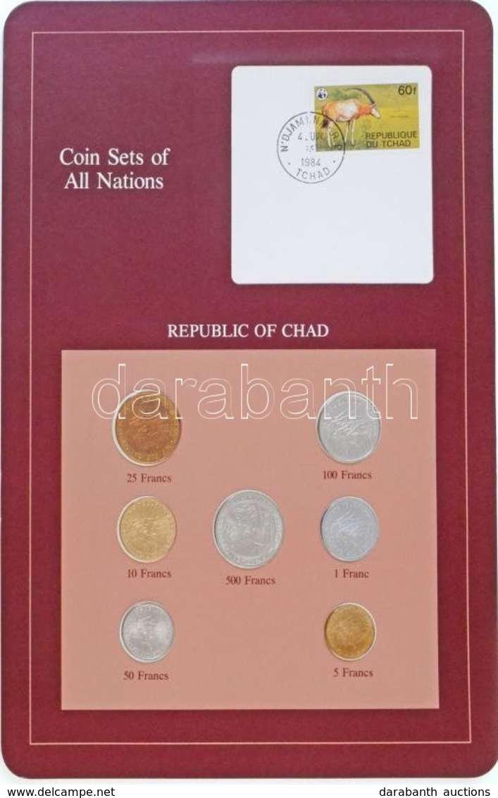 Csád 1976-1983. 1Fr-500Fr (7xklf), 'Coin Sets Of All Nations' Forgalmi Szett Felbélyegzett Kartonlapon T:1
Chad 1976-198 - Non Classés