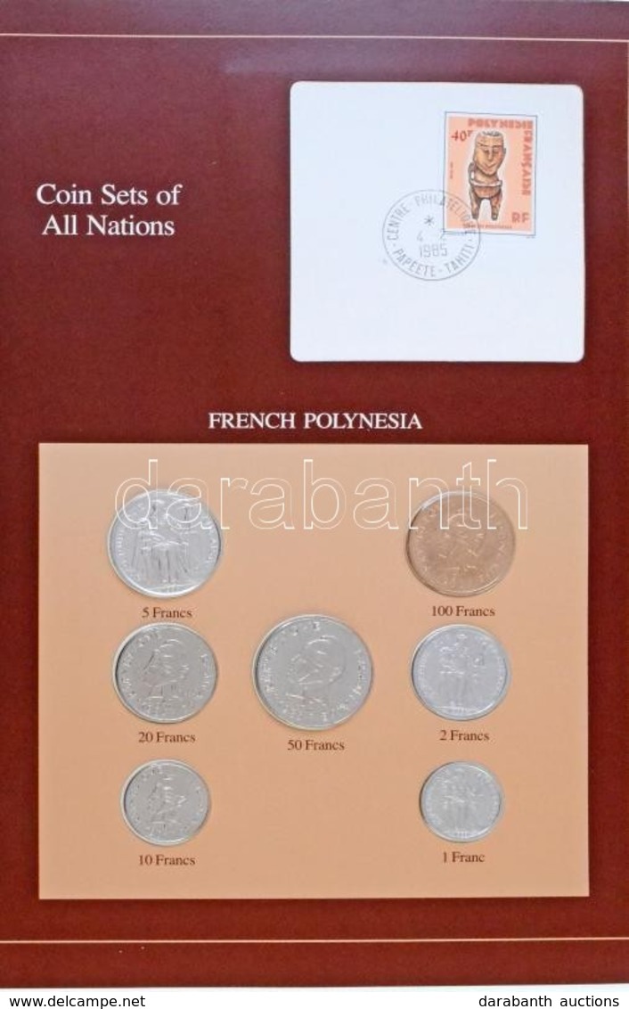 Francia-Polinézia 1984-1986. 1Fr - 100Fr (7xklf), 'Coin Sets Of All Nations' Forgalmi Szett Felbélyegzett Kartonlapon T: - Non Classés