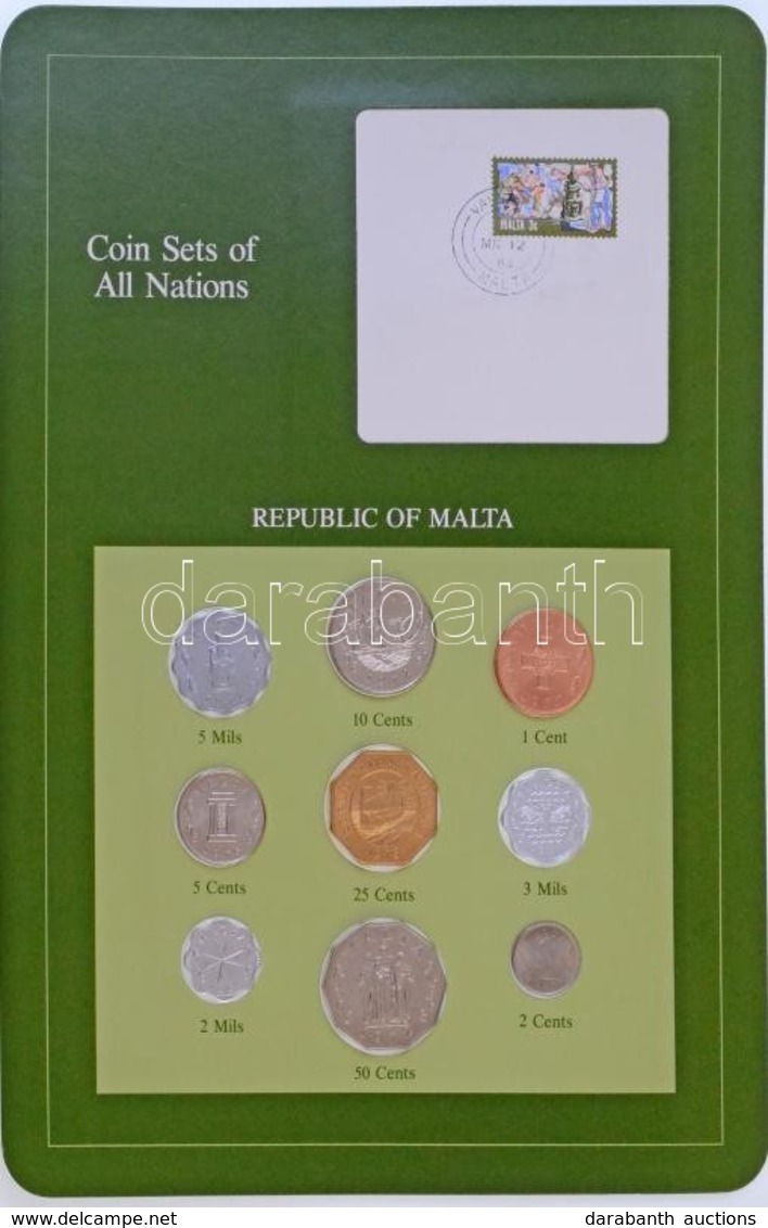 Málta 1972-1980. 1c - 5M (9xklf), 'Coin Sets Of All Nations' Forgalmi Szett Felbélyegzett Kartonlapon T:1,1-
Malta 1972- - Ohne Zuordnung