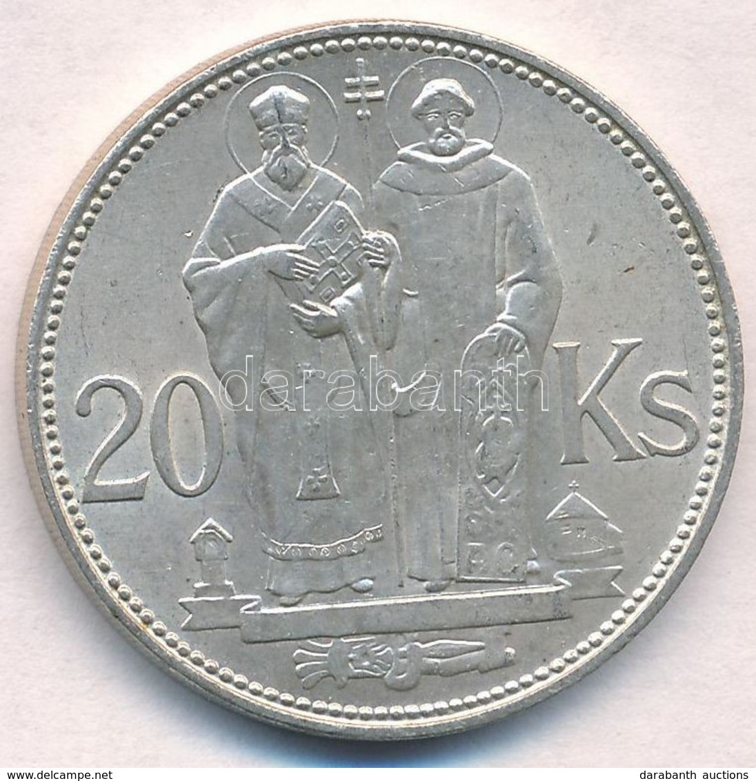 Szlovákia 1941. 20K Ag 'Cirill és Metód' T:1- Slovakia 1941. 20 Korun Ag 'St. Kyrill And St. Methodius' C:AU Krause KM#7 - Ohne Zuordnung