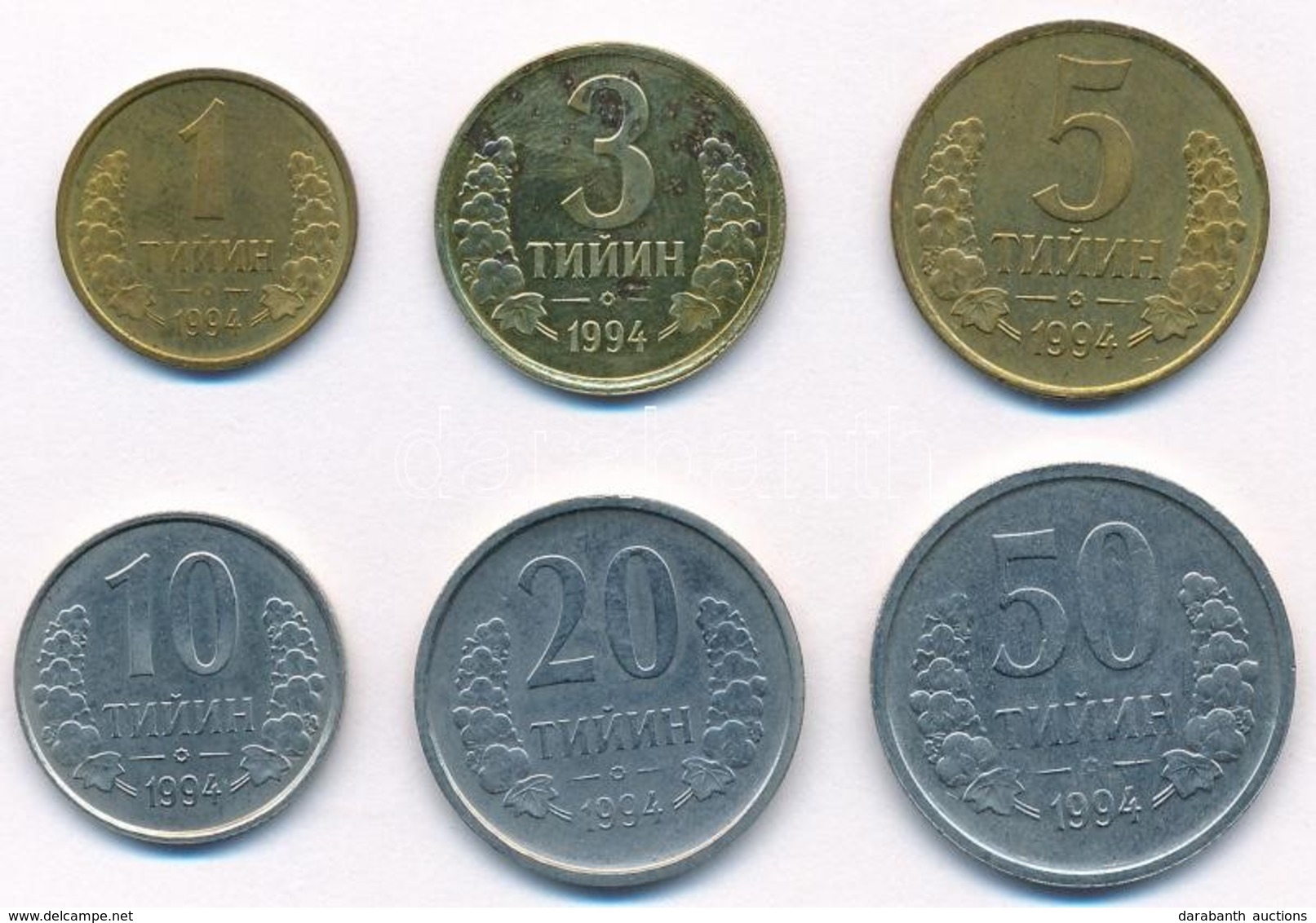 Üzbegisztán 1994. 1t-50t (6xklf) T:2
Uzbegistan 1994. 1 Tiyin - 50 Tiyin (6xdiff) C:XF - Ohne Zuordnung