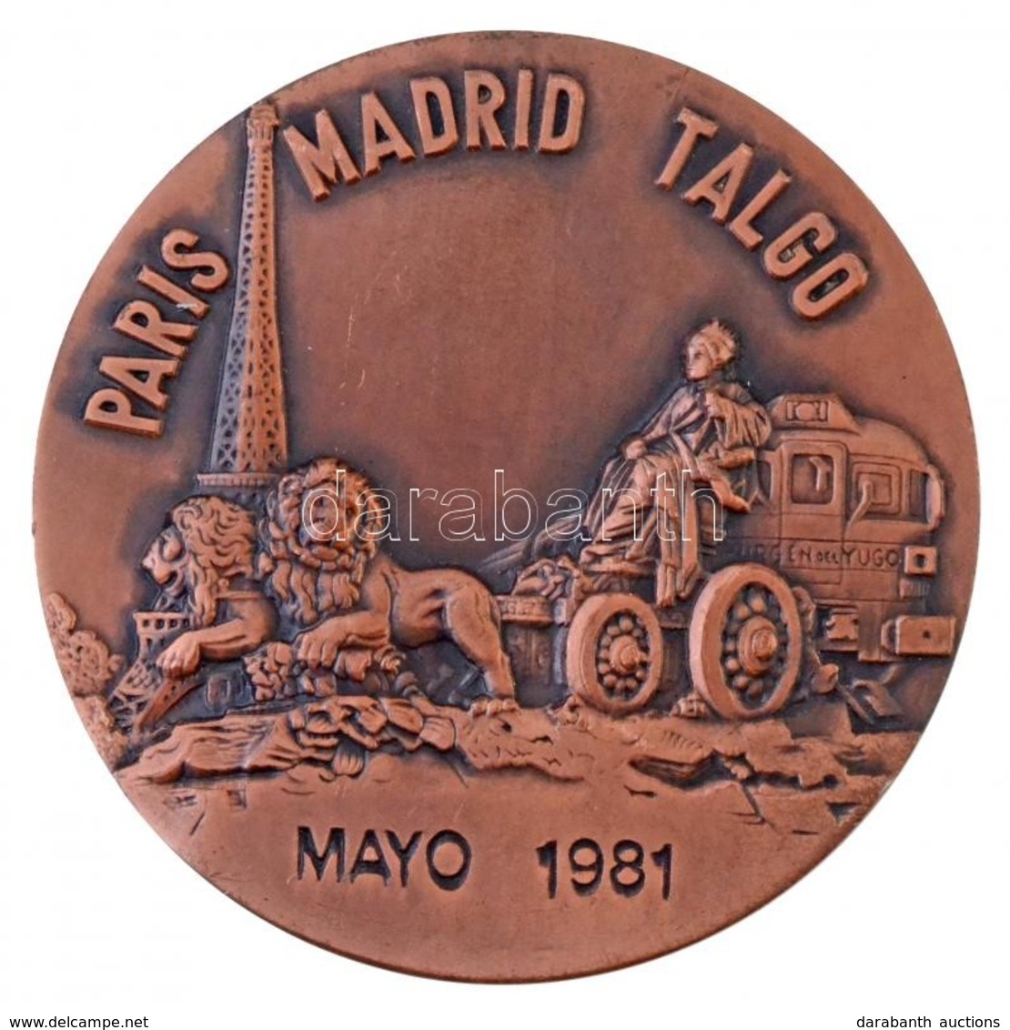 1981. 'Párizs - Madrid Vasútvonal' Br Emlékplakett (80mm) T:2
1981. 'Paris - Madrid Railway' Br Commemorative Plaque (80 - Ohne Zuordnung